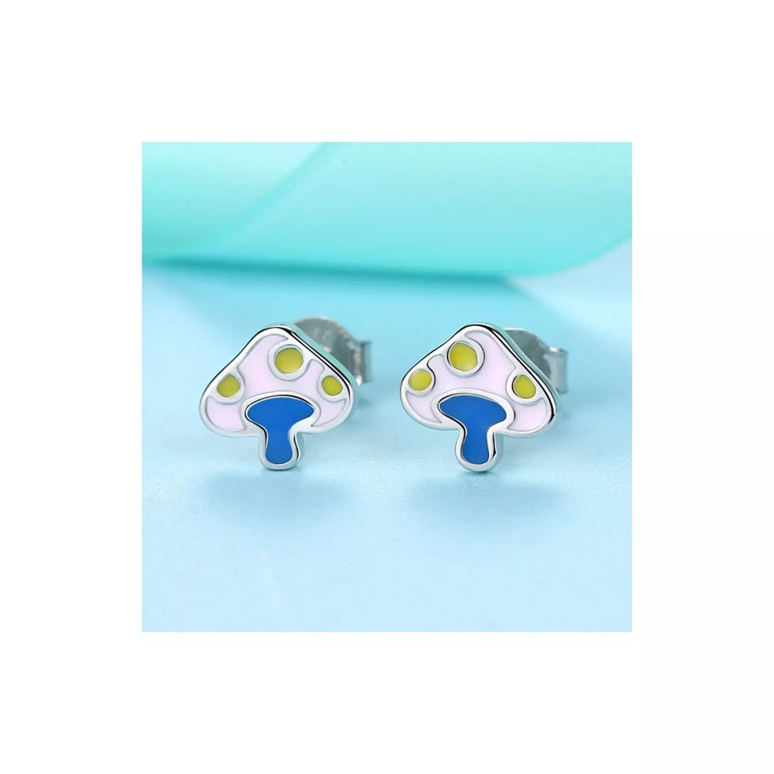 Cercei din argint Email Little Mushroom, Argint 925, Pentru Femei 1.02g