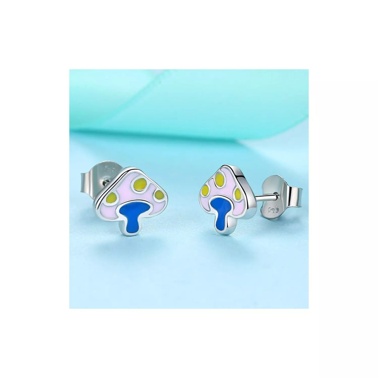 Cercei din argint Email Little Mushroom, Argint 925, Pentru Femei 1.02g