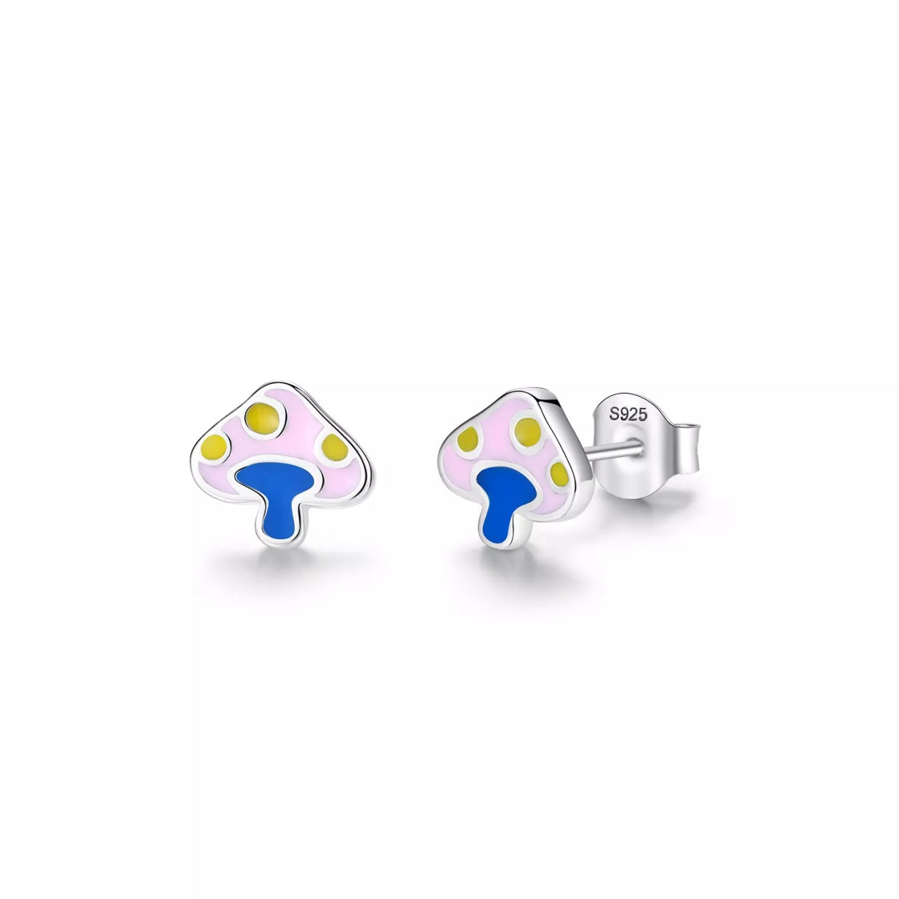 Cercei din argint Email Little Mushroom, Argint 925, Pentru Femei 1.02g