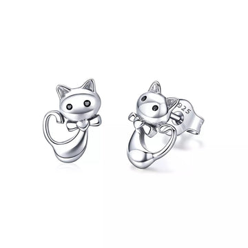 Cercei din argint Fairy Tail Cats, Argint 925, Pentru Femei 1.93g