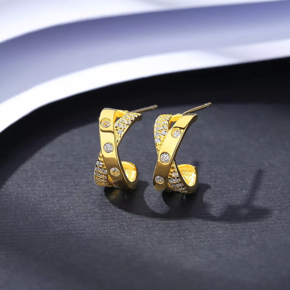 Cercei Din Argint 925 Fine Statement Hoop Gold 2.1g