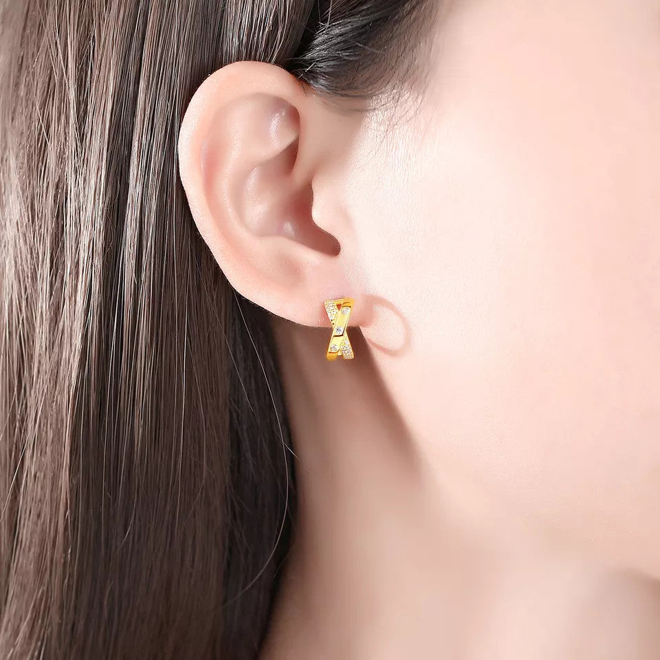 Cercei Din Argint 925 Fine Statement Hoop Gold 2.1g