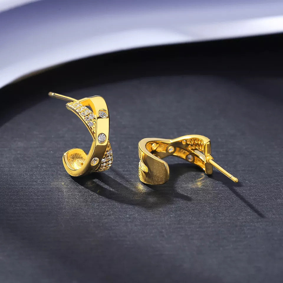 Cercei Din Argint 925 Fine Statement Hoop Gold 2.1g