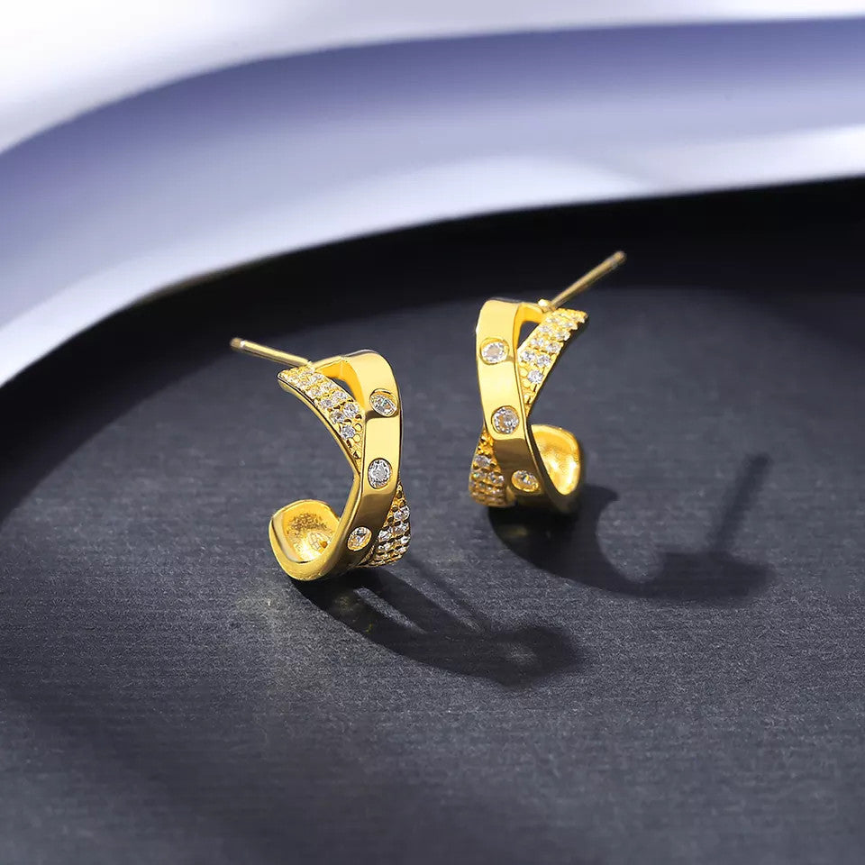 Cercei Din Argint 925 Fine Statement Hoop Gold 2.1g