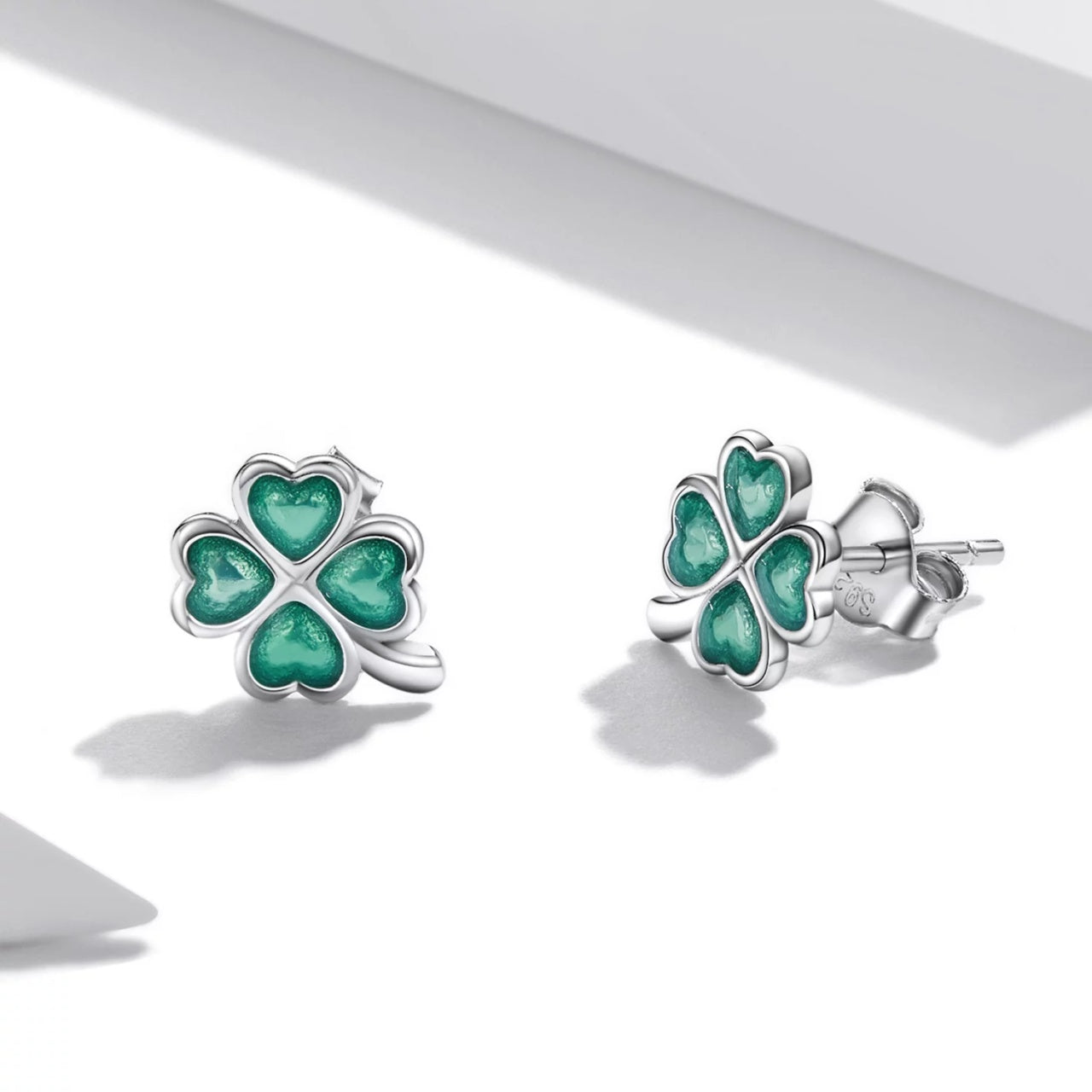 Cercei din argint Four Leaf Clover, Argint 925, Pentru Femei 1.52g