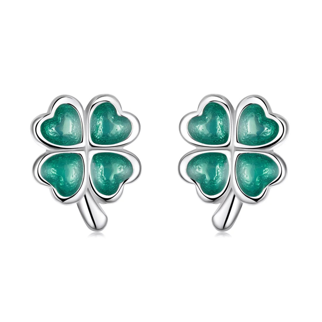 Cercei din argint Four Leaf Clover, Argint 925, Pentru Femei 1.52g