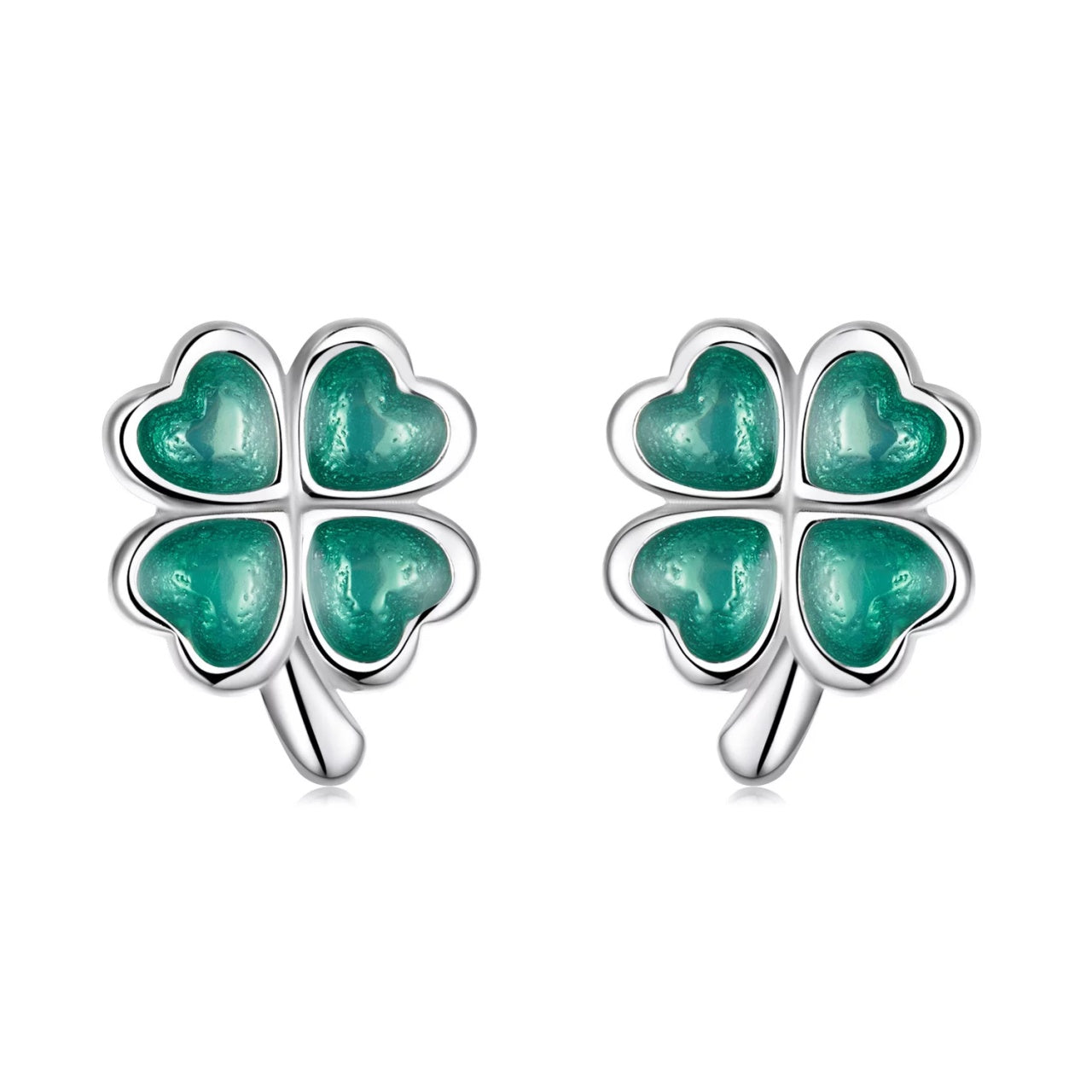 Cercei din argint Four Leaf Clover, Argint 925, Pentru Femei 1.52g