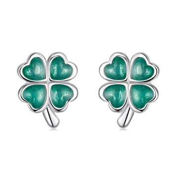 Cercei din argint Four Leaf Clover, Argint 925, Pentru Femei 1.52g