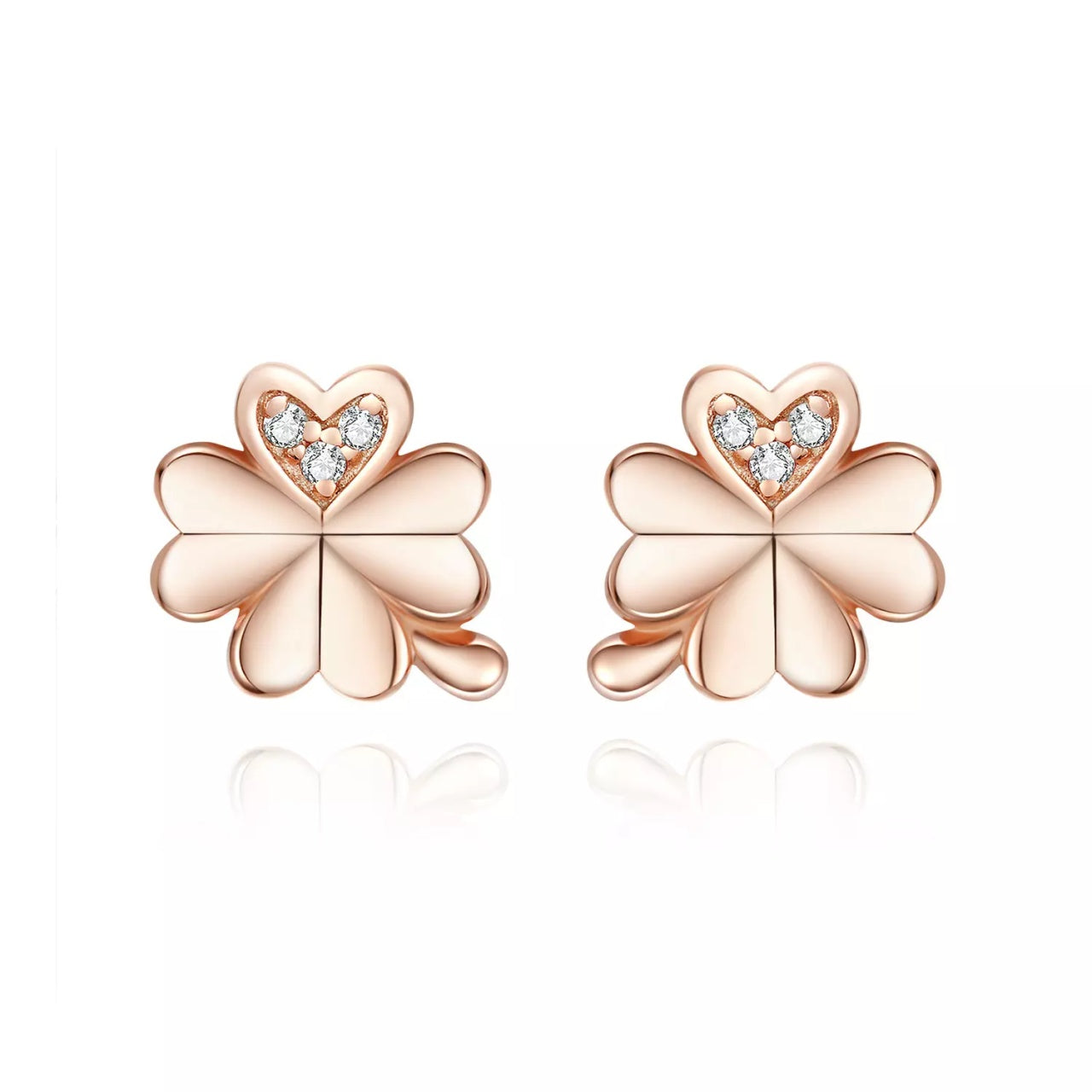 Cercei din argint Four Leaf Golden Clover, Argint 925, Pentru Femei 1.48g