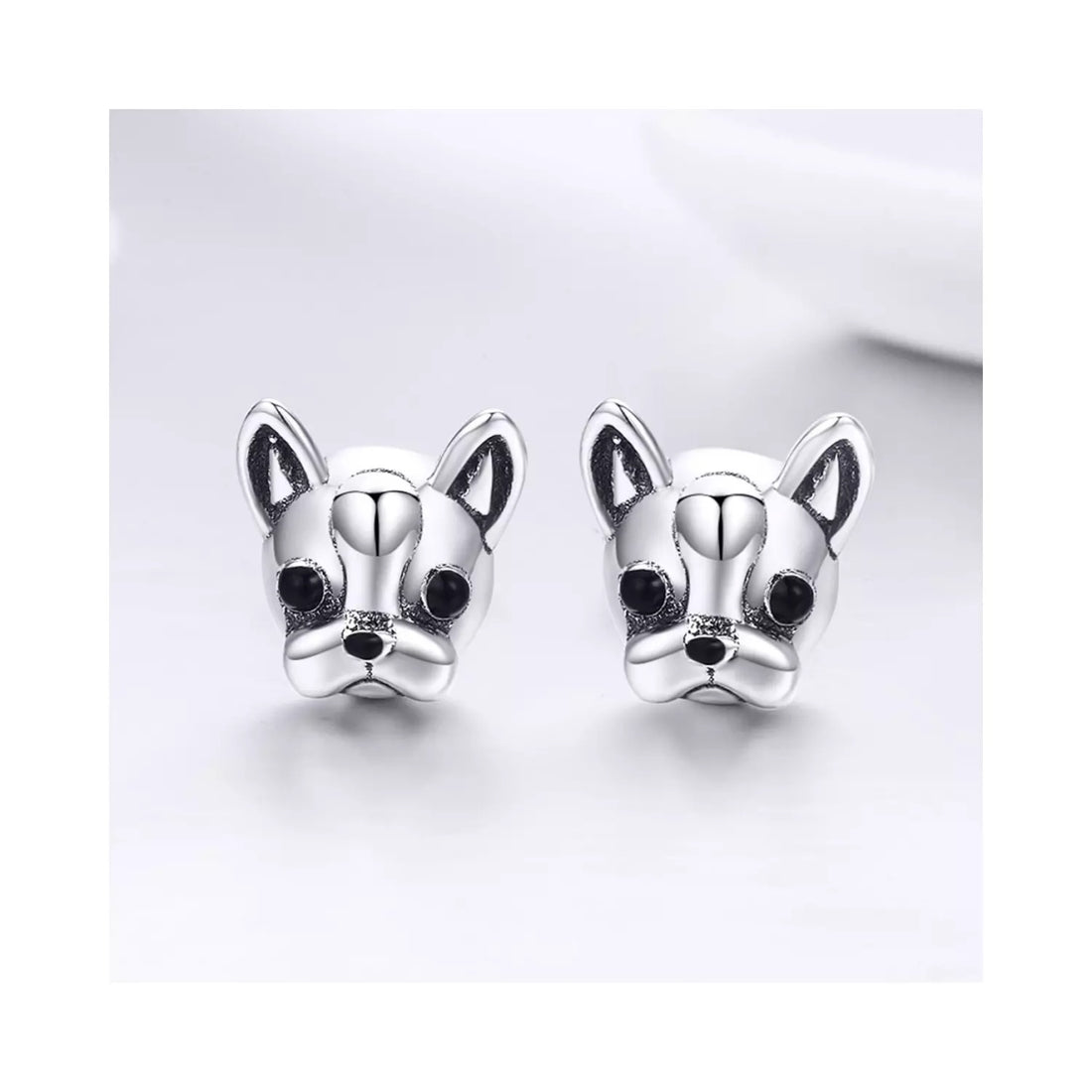 Cercei din argint French Bulldog, Argint 925, Pentru Femei