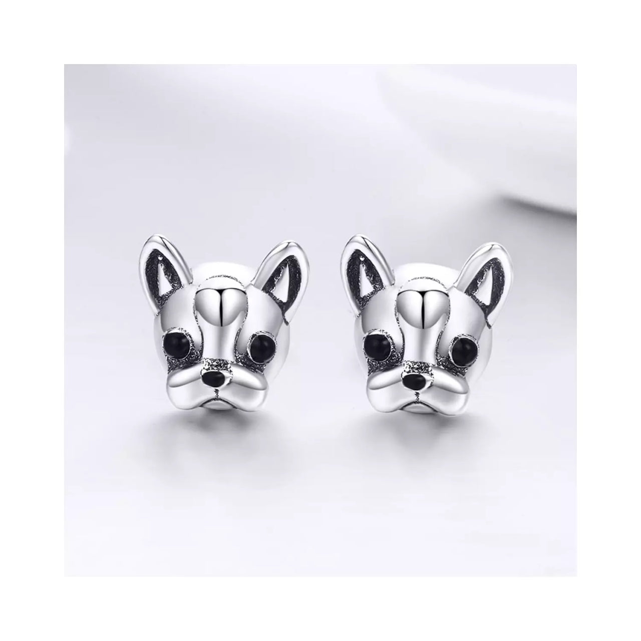 Cercei din argint French Bulldog, Argint 925, Pentru Femei