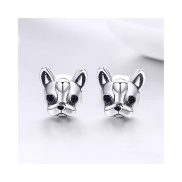 Cercei din argint French Bulldog, Argint 925, Pentru Femei