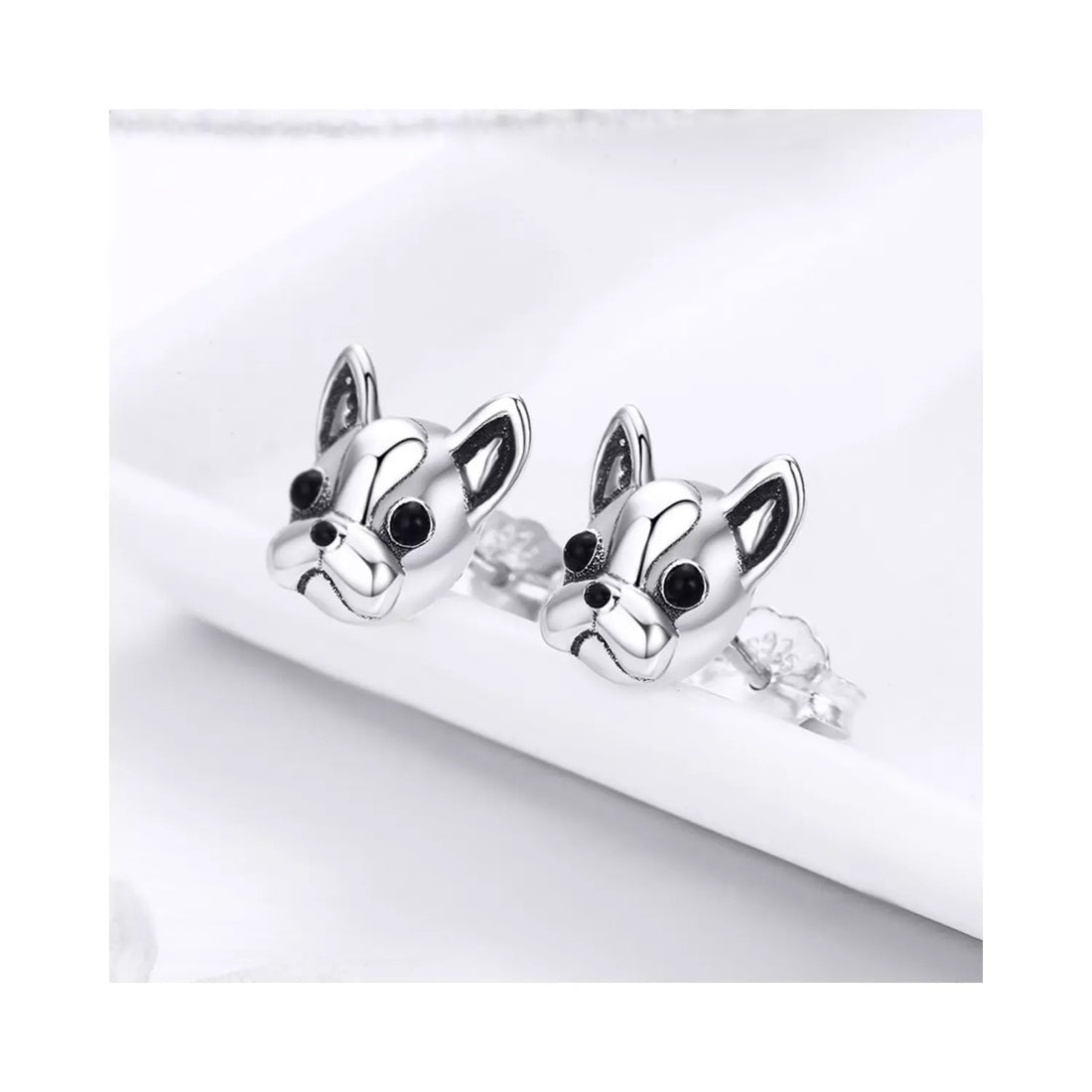 Cercei din argint French Bulldog, Argint 925, Pentru Femei