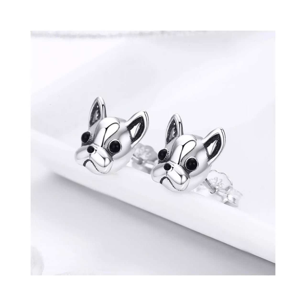 Cercei din argint French Bulldog, Argint 925, Pentru Femei