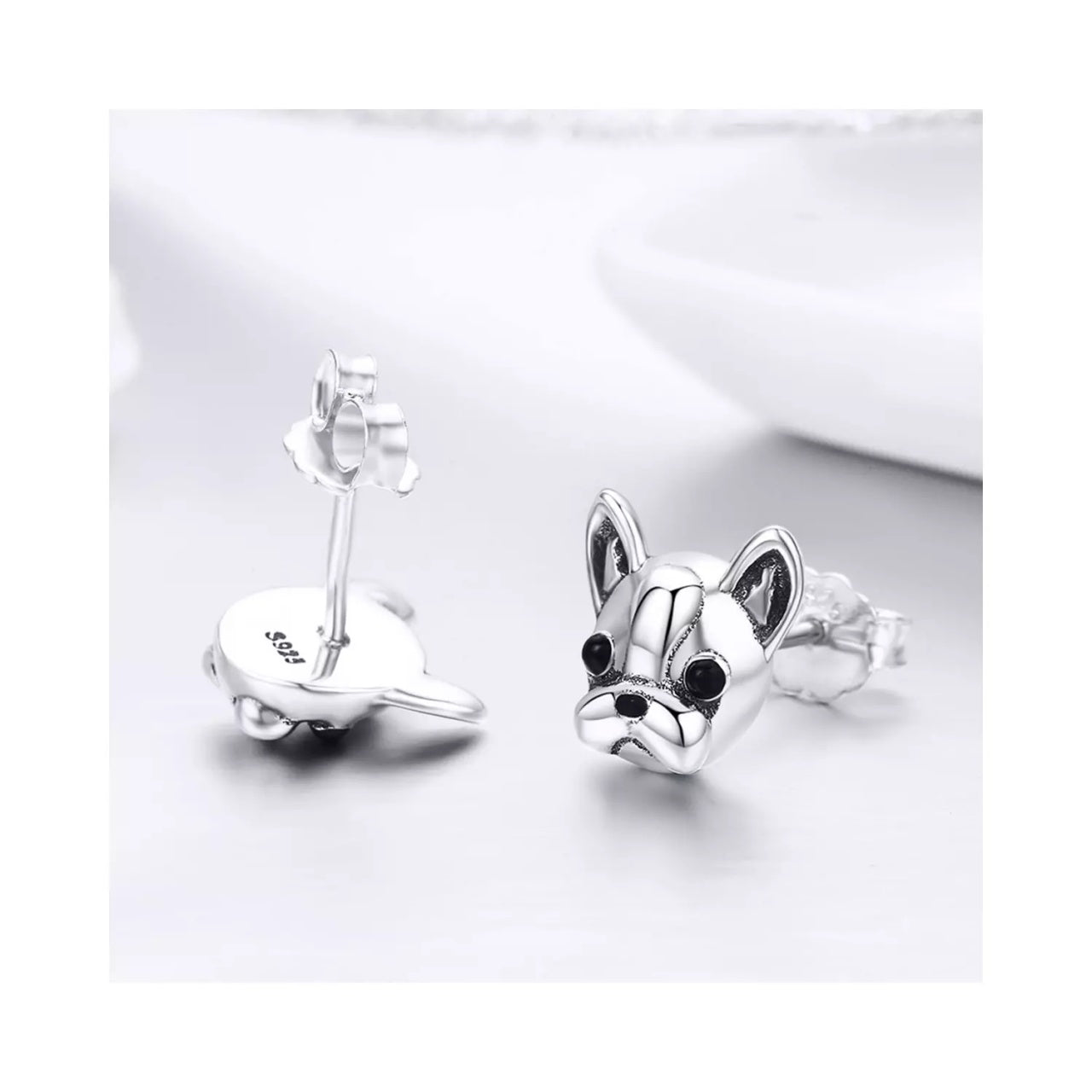 Cercei din argint French Bulldog, Argint 925, Pentru Femei
