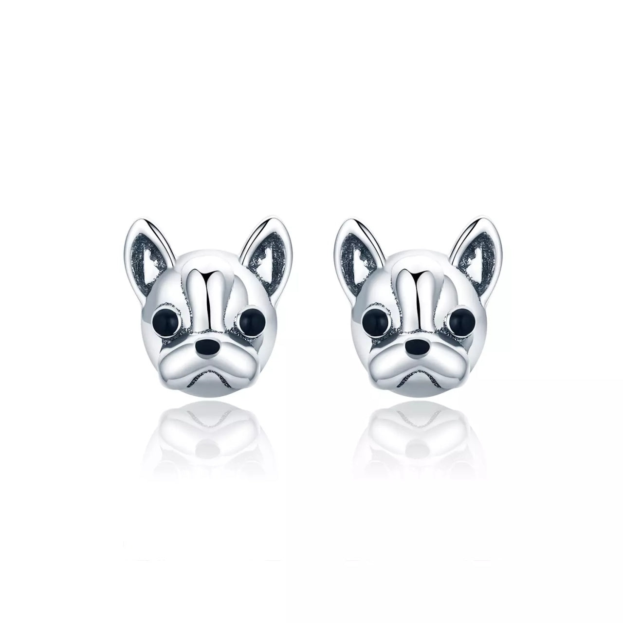Cercei din argint French Bulldog, Argint 925, Pentru Femei