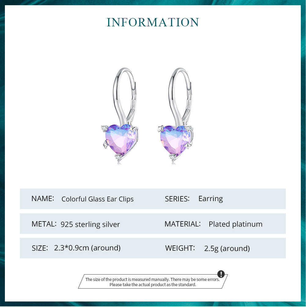 Cercei din Argint 925 Galaxy Heart - RAINBOW FIRE- Multicolor model Inima 2.2g