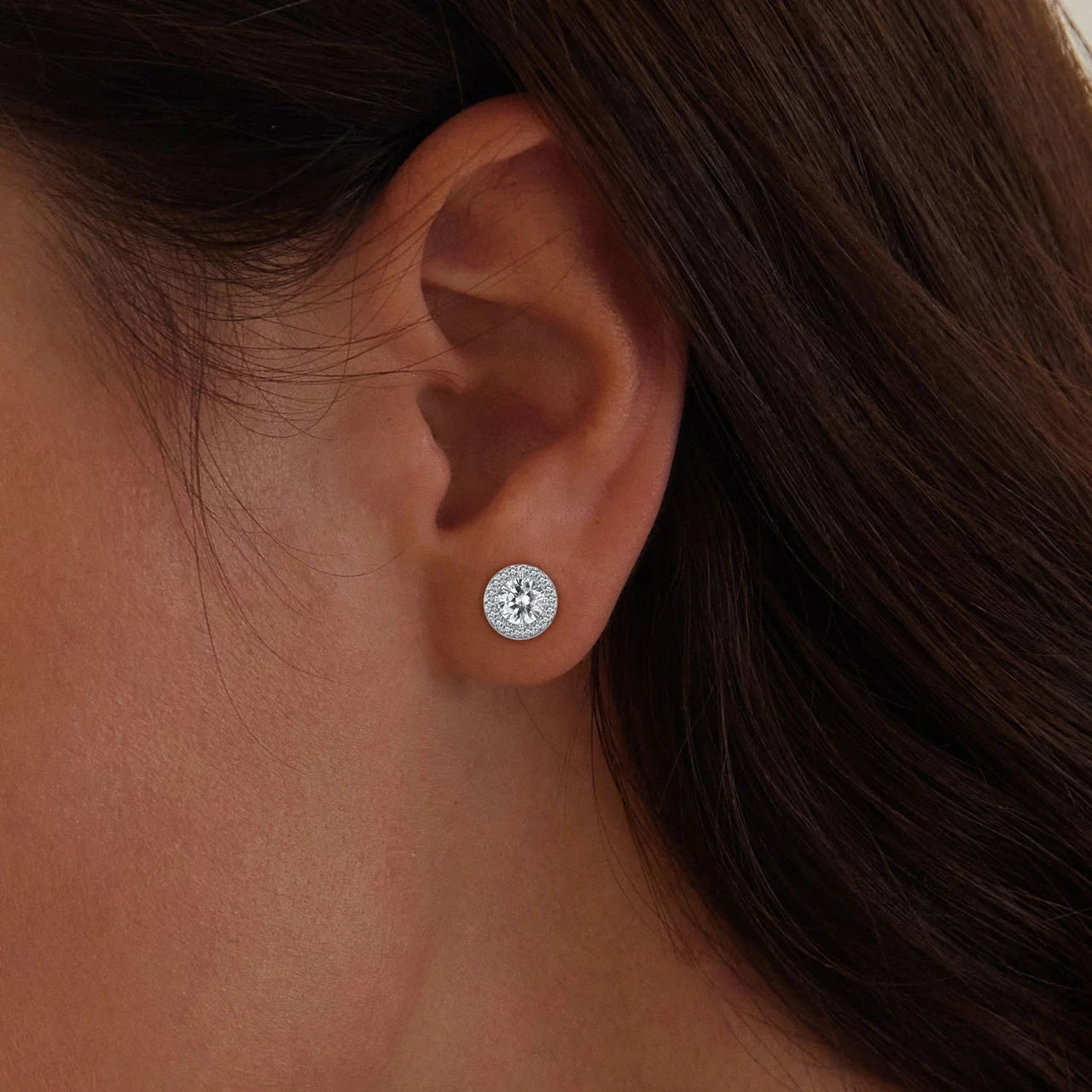 Cercei din argint Gemstone Round Studs, Argint 925, Pentru Femei