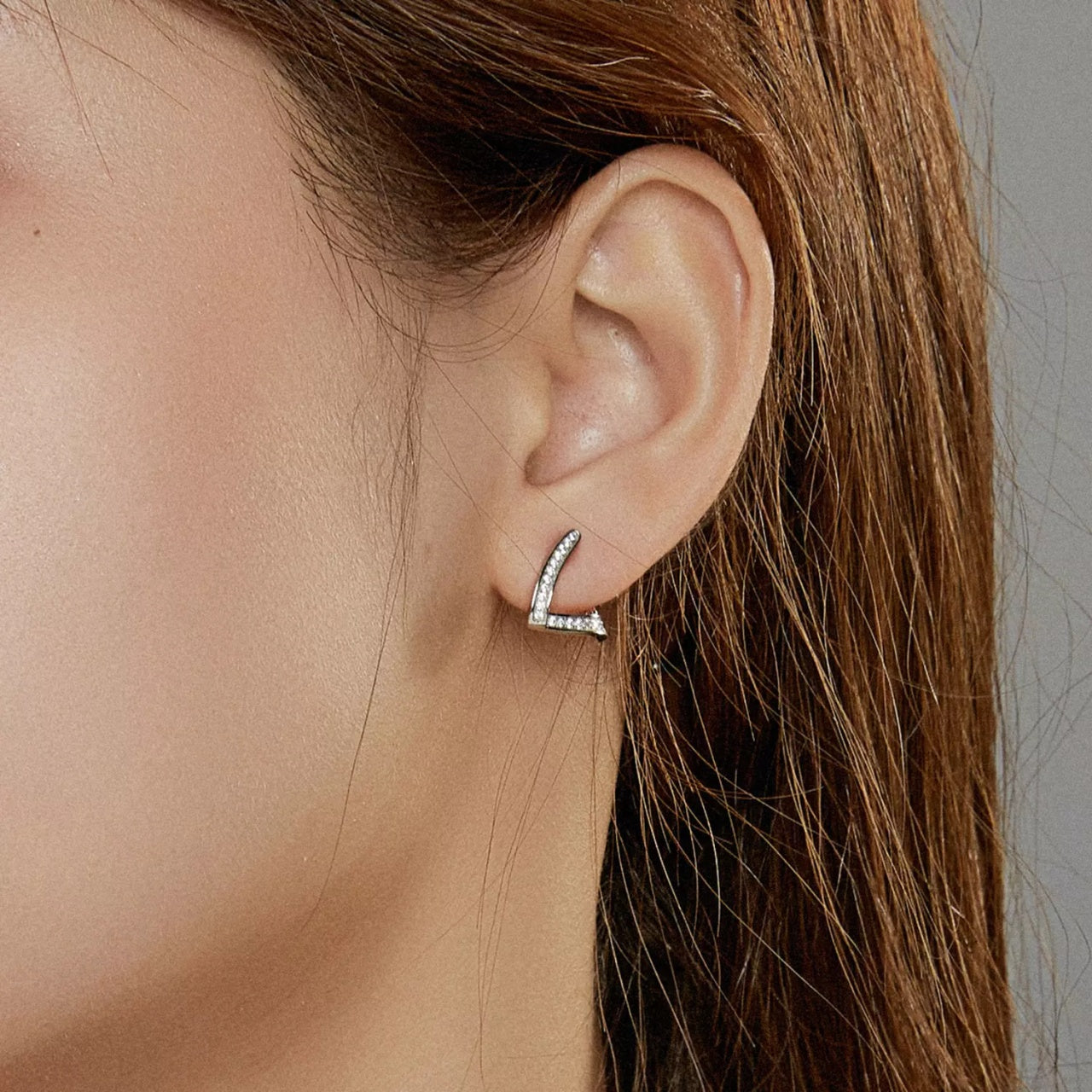Cercei din argint Geometric Crystal Hoops, Argint 925, Pentru Femei