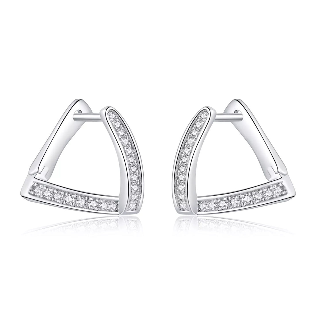 Cercei din argint Geometric Crystal Hoops, Argint 925, Pentru Femei