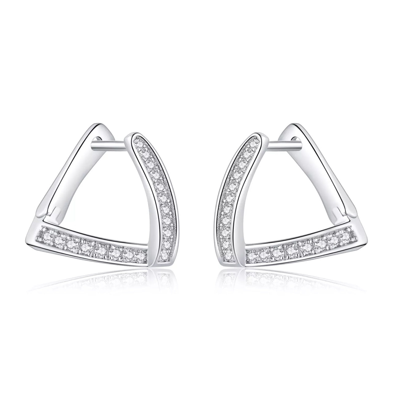 Cercei din argint Geometric Crystal Hoops, Argint 925, Pentru Femei