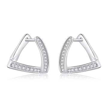 Cercei din argint Geometric Crystal Hoops, Argint 925, Pentru Femei
