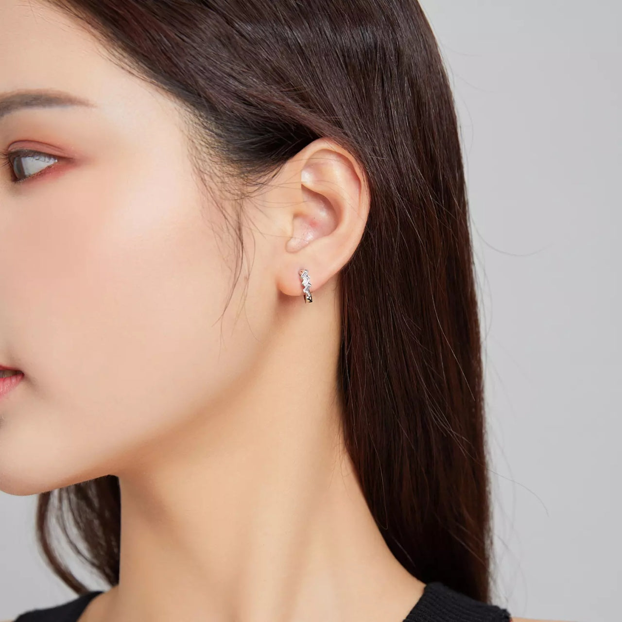 Cercei din argint Geometric Silver Hoops, Argint 925, Pentru Femei