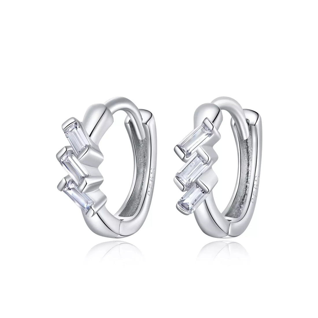 Cercei din argint Geometric Silver Hoops, Argint 925, Pentru Femei