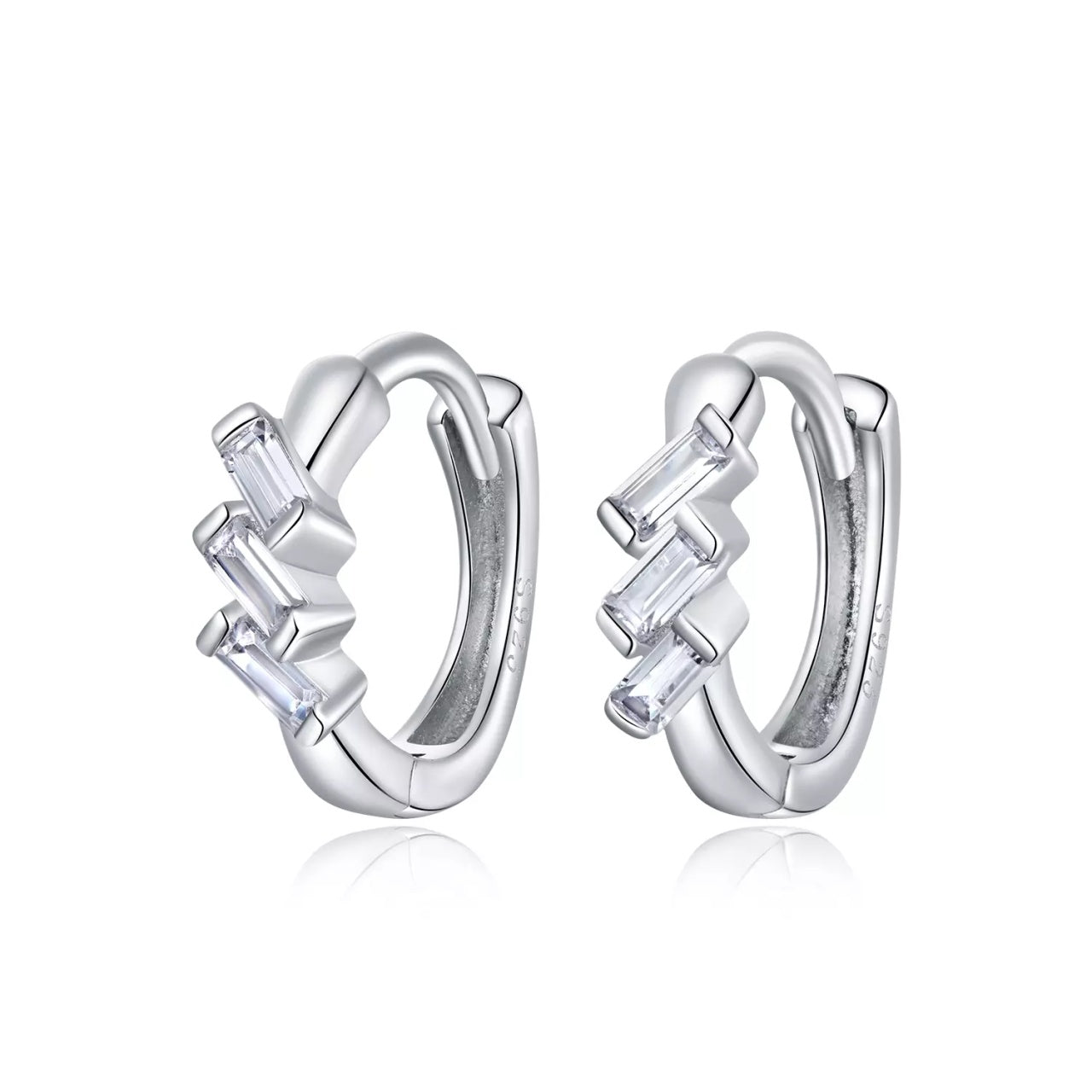 Cercei din argint Geometric Silver Hoops, Argint 925, Pentru Femei