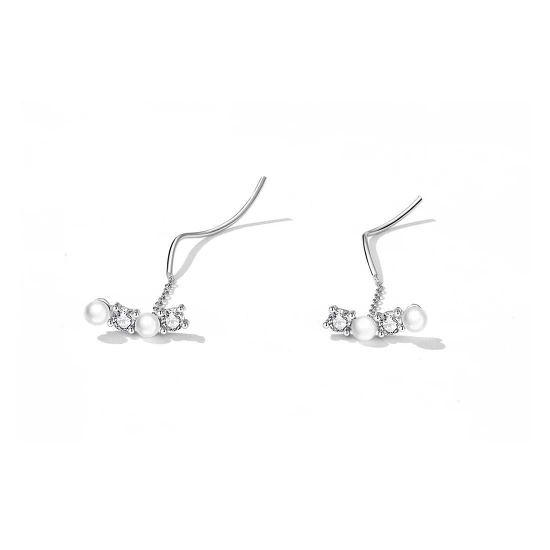 Cercei din argint Glam Droplet Pearls, Argint 925, Pentru Femei