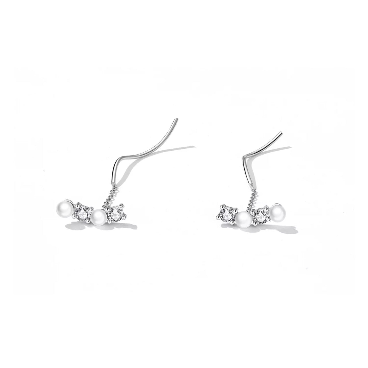 Cercei din argint Glam Droplet Pearls, Argint 925, Pentru Femei
