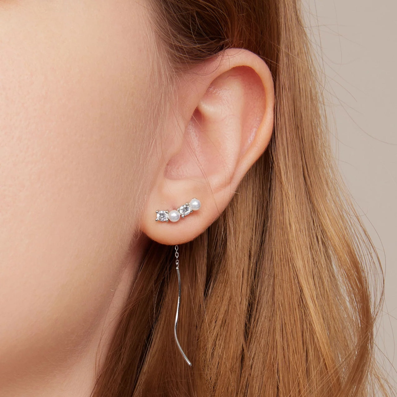 Cercei din argint Glam Droplet Pearls, Argint 925, Pentru Femei