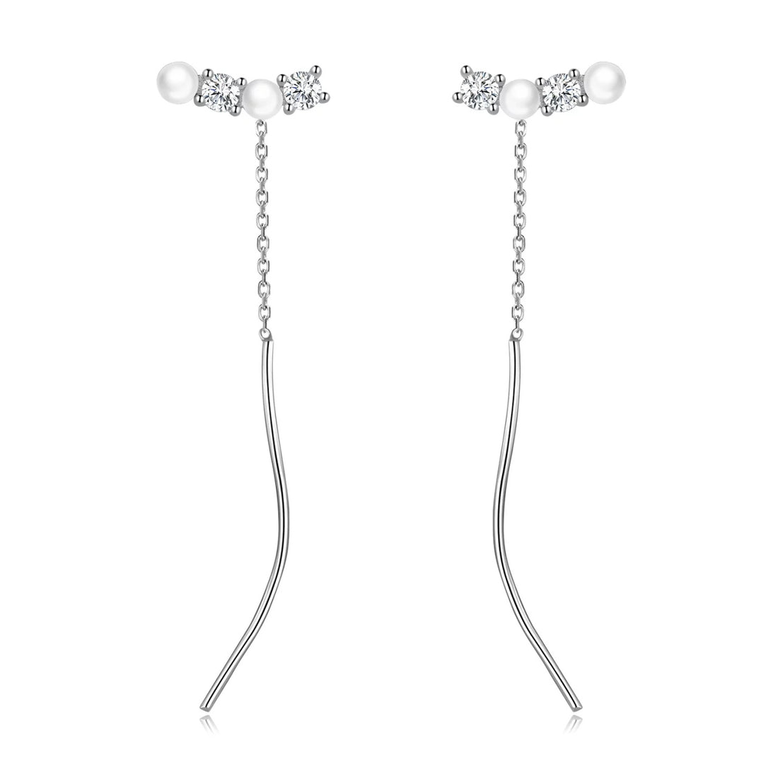 Cercei din argint Glam Droplet Pearls, Argint 925, Pentru Femei
