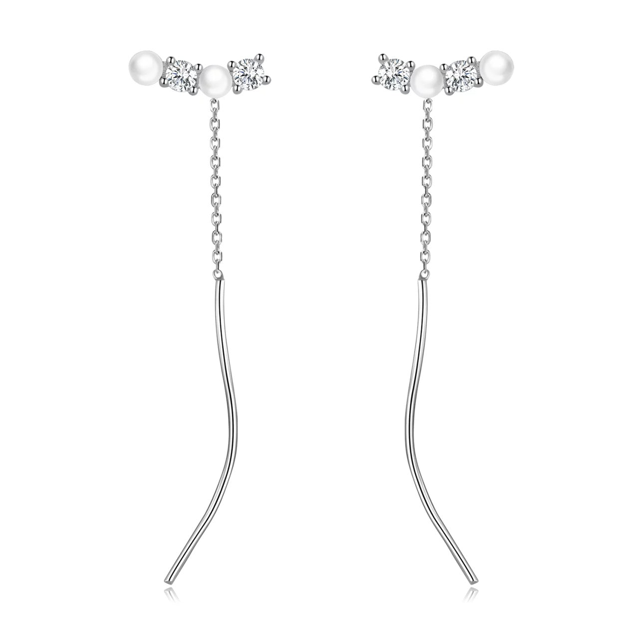 Cercei din argint Glam Droplet Pearls, Argint 925, Pentru Femei