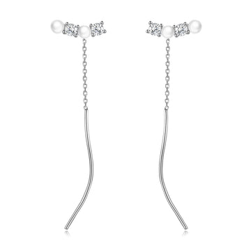 Cercei din argint Glam Droplet Pearls, Argint 925, Pentru Femei
