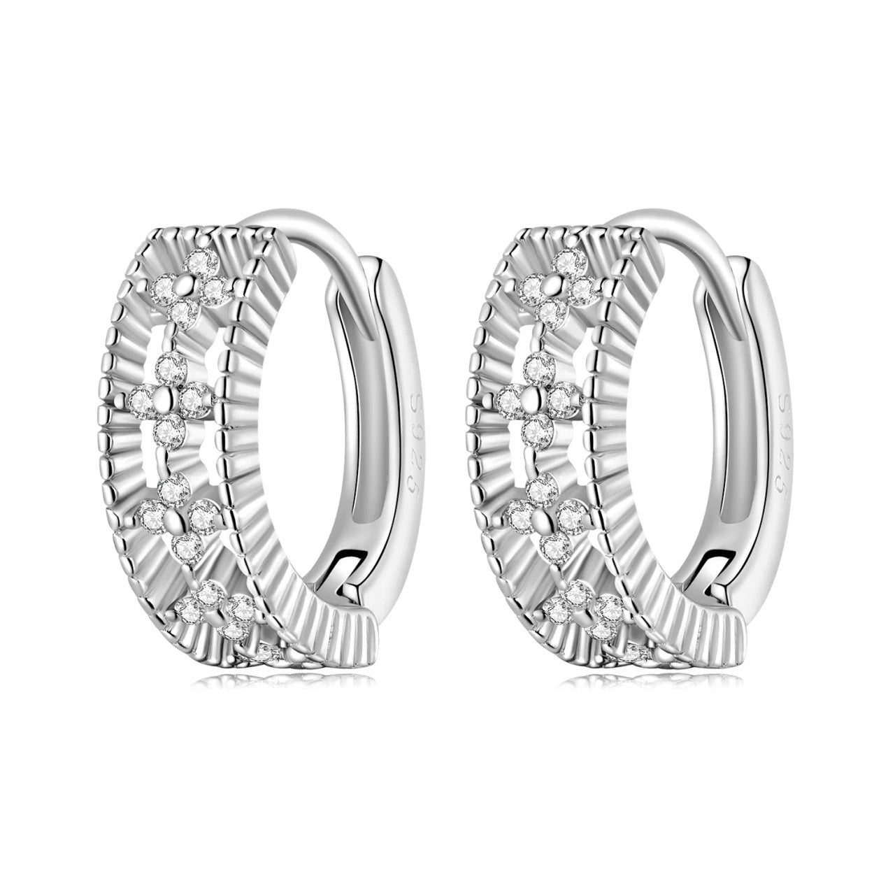 Cercei din argint Glam Studded Circles, Argint 925, Pentru Femei 1.62g