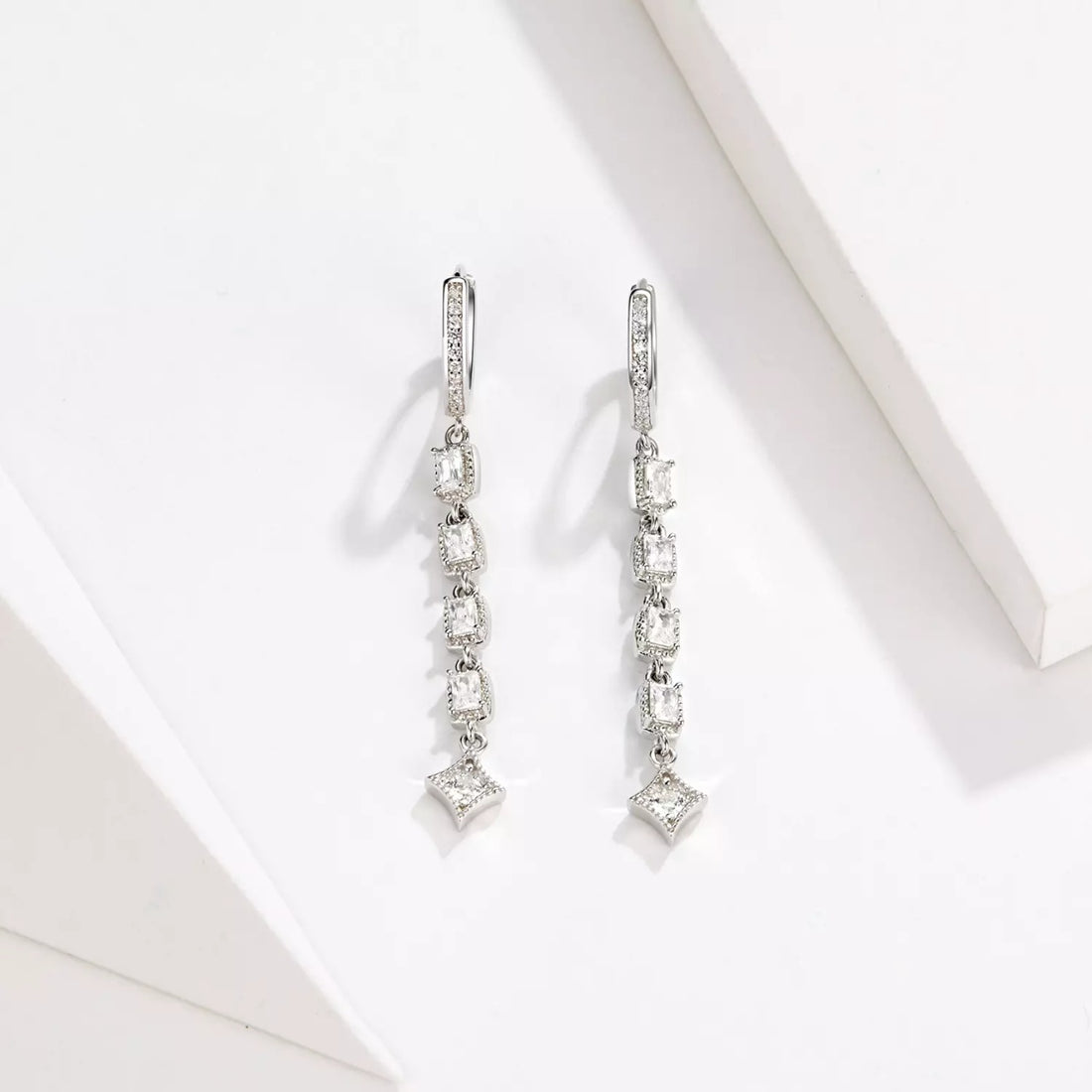 Cercei din argint Glamour Chain Hoops, Argint 925, Pentru Femei 3.45g