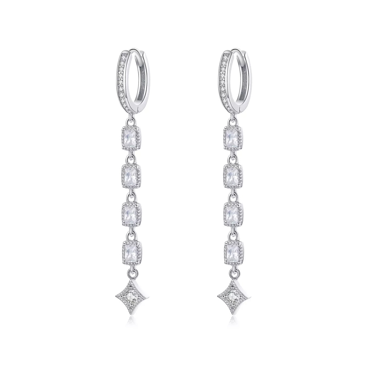 Cercei din argint Glamour Chain Hoops, Argint 925, Pentru Femei 3.45g