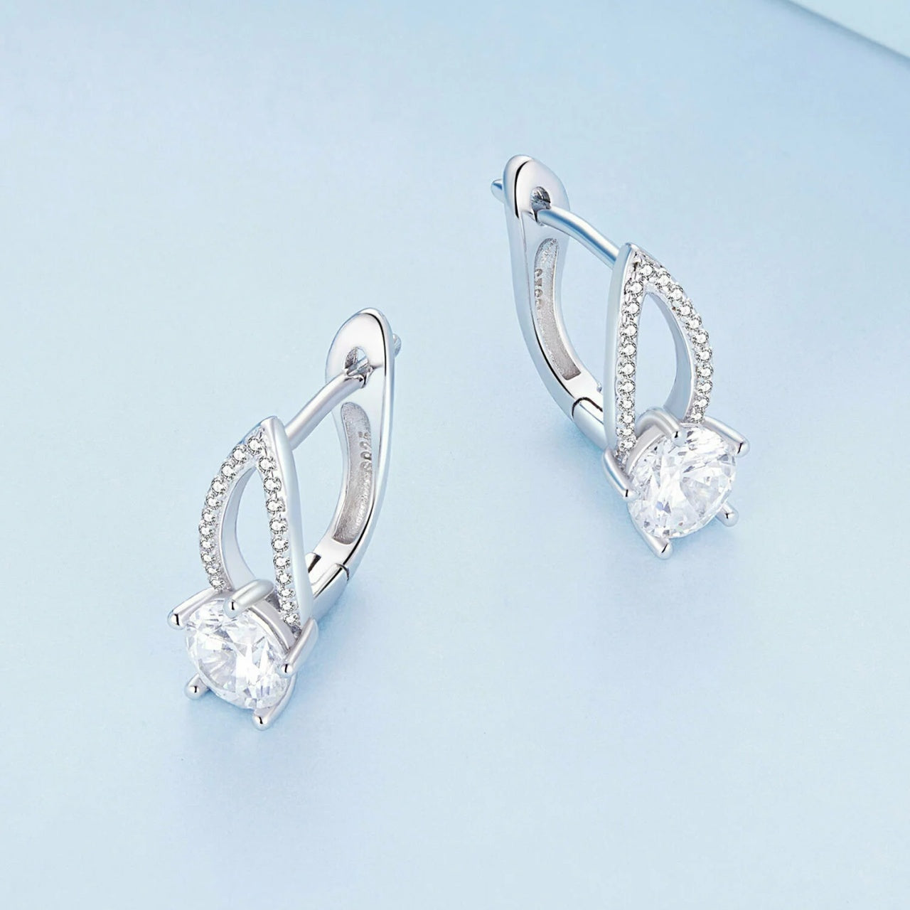 Cercei din argint Glamour Crystals, Argint 925, Pentru Femei
