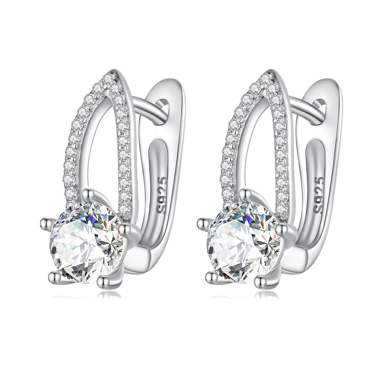 Cercei din argint Glamour Crystals, Argint 925, Pentru Femei