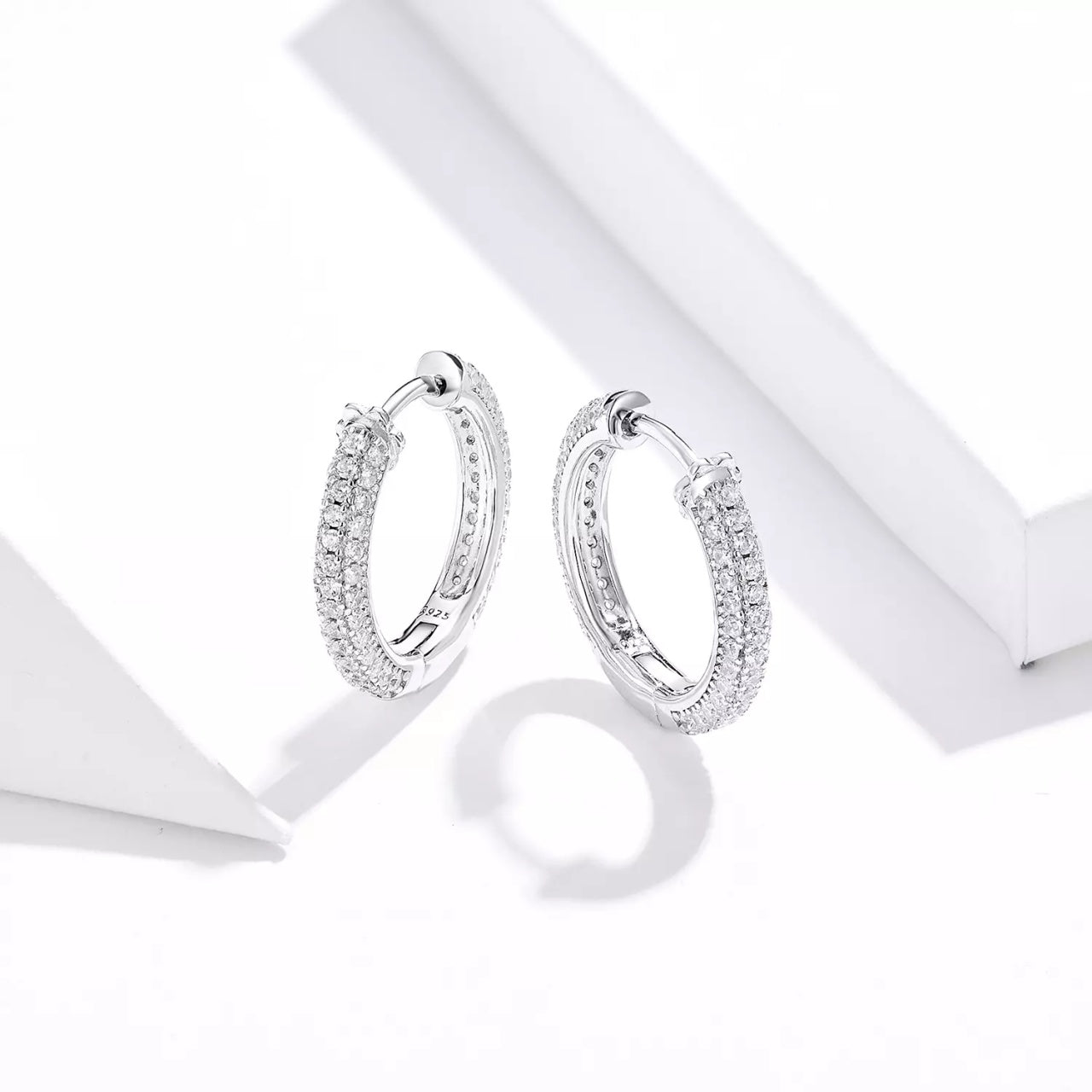 Cercei din argint Glamour Hoops, Argint 925, Pentru Femei