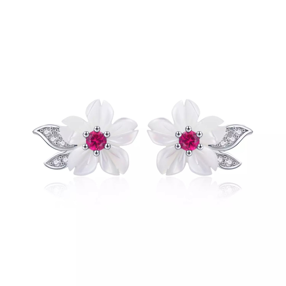 Cercei din argint Glamour White Flowers, Argint 925, Pentru Femei 1.64g