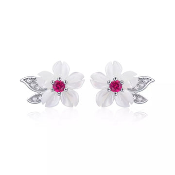 Cercei din argint Glamour White Flowers, Argint 925, Pentru Femei 1.64g