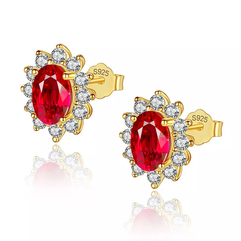 Cercei Din Argint 925 Gold Red