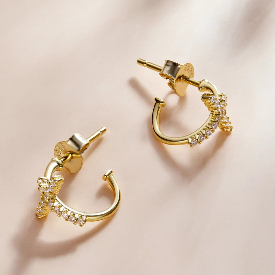 Cercei din argint Golden Arched Crosses, Argint 925, Pentru Femei