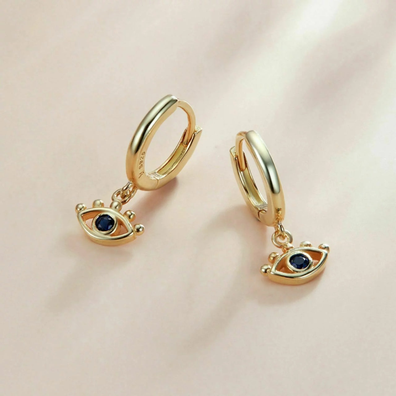 Cercei din argint Golden Blue Eyes, Argint 925, Pentru Femei