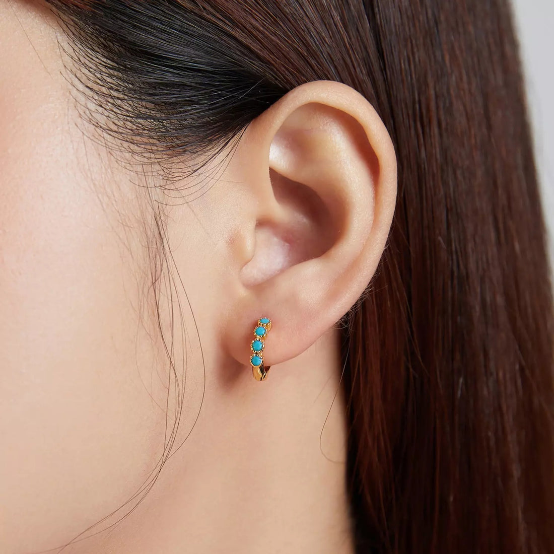 Cercei din argint Golden Blue Hoops, Argint 925, Pentru Femei