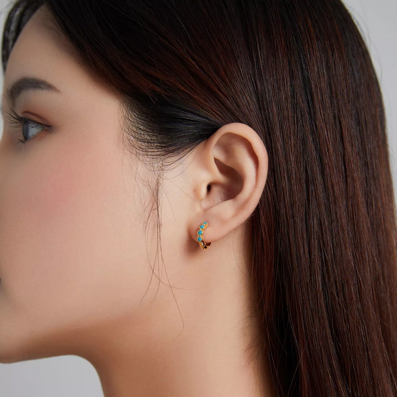 Cercei din argint Golden Blue Hoops, Argint 925, Pentru Femei