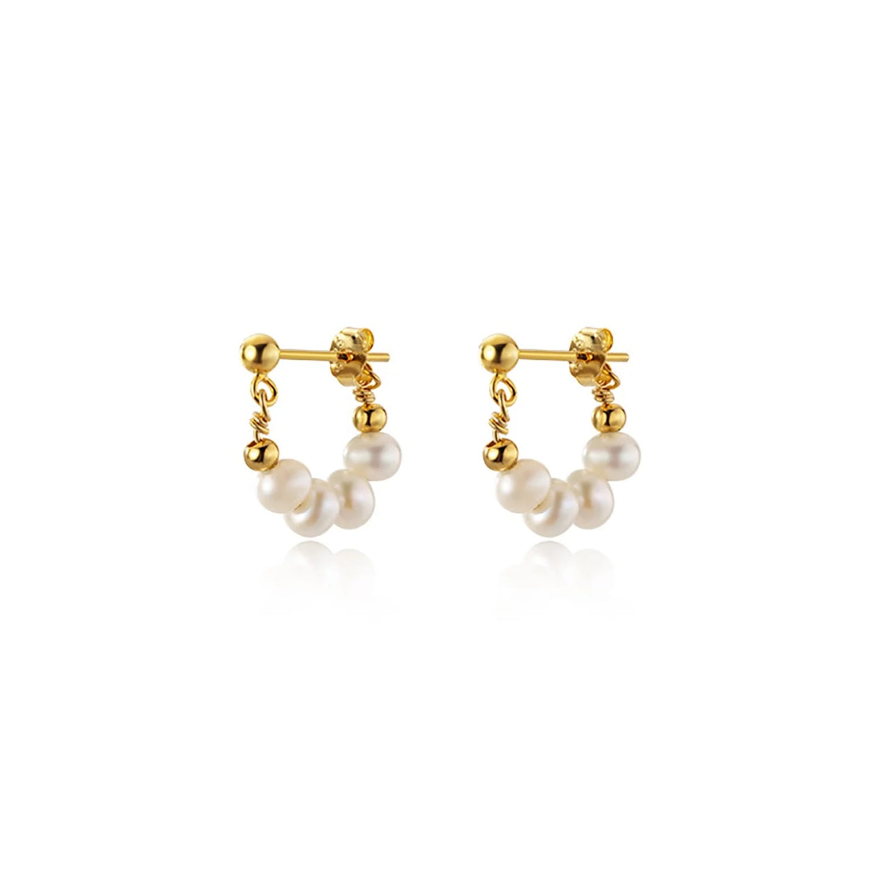 Cercei din argint Golden Chained Pearls, Argint 925, Pentru Femei