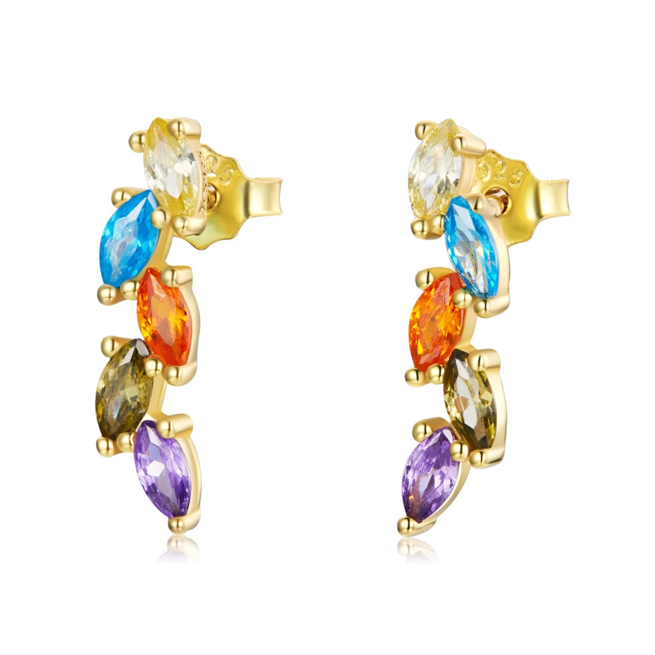 Cercei din argint Golden Colorful Leaves, Argint 925, Pentru Femei